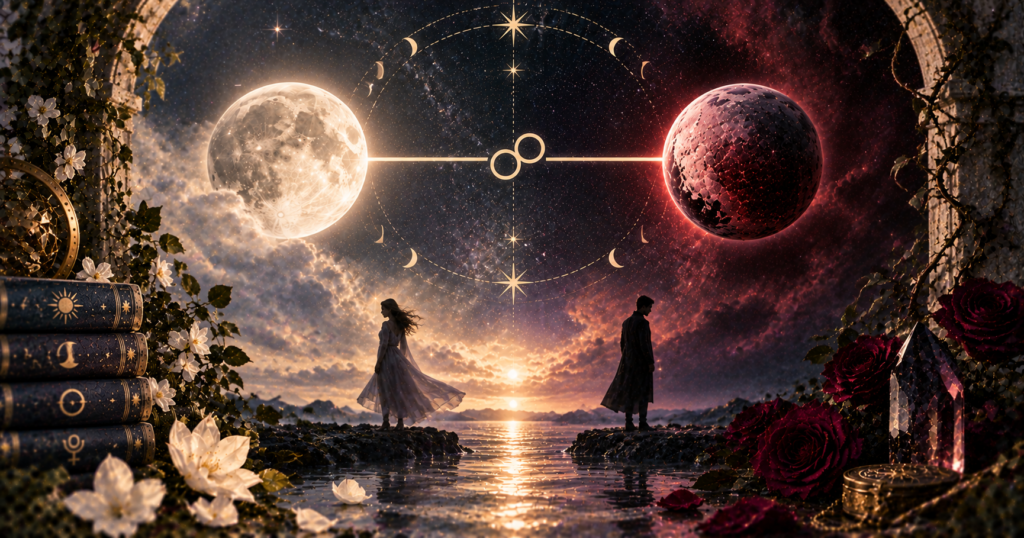 月と冥王星オポジション相性｜強烈な引力と圧力の恋愛関係をどう乗り越えるか
