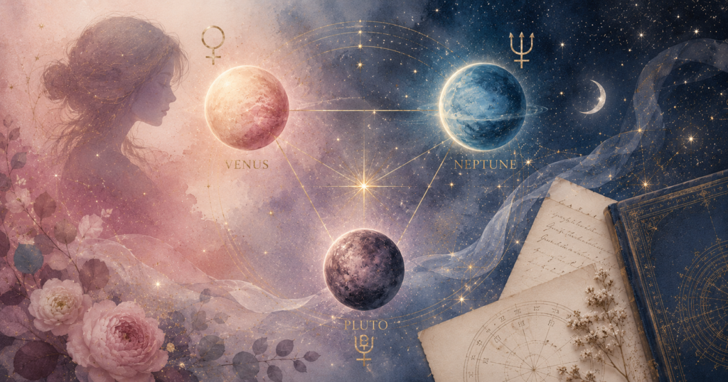 金星×海王星×冥王星アスペクト｜理想と執着が交わるとき、愛と魅力はどう変容するのか？