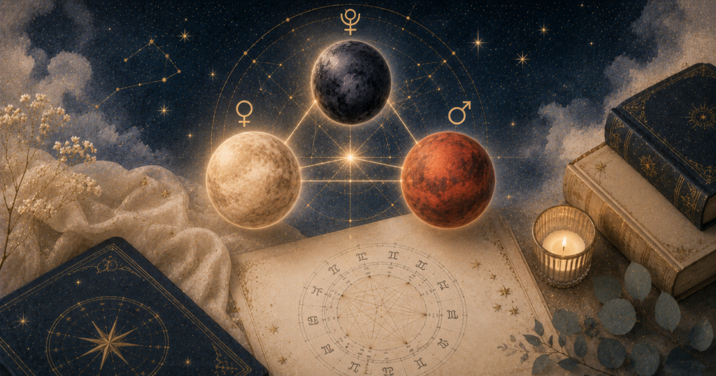 金星×火星×冥王星｜恋と欲望、支配と変容を司る三天体の意味と相性・アスペクト徹底解説